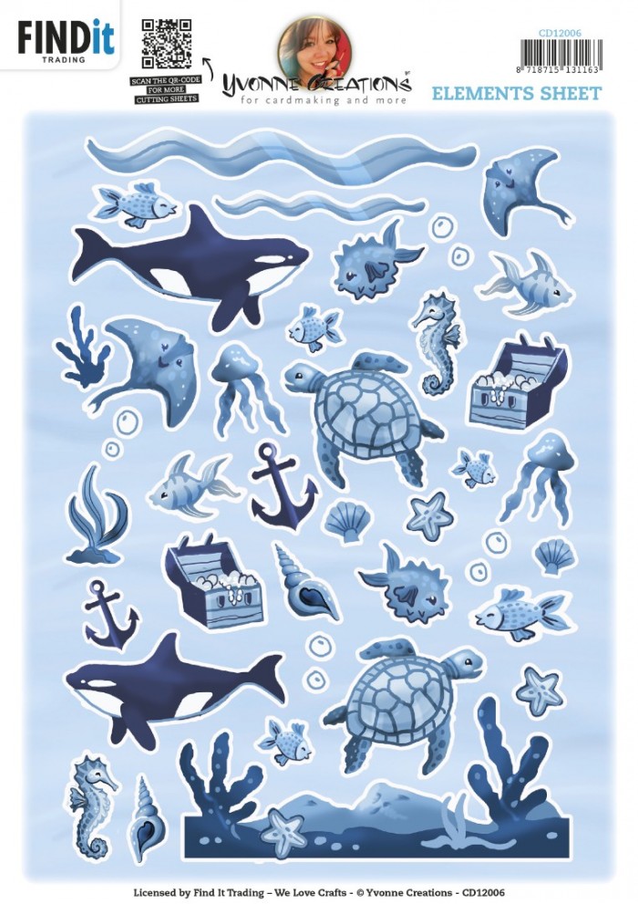 Cutting Sheets - Yvonne Creations - Small Elements Blue Ocean