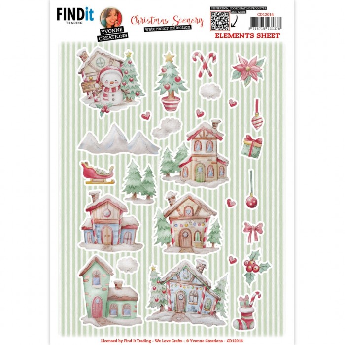 Cutting Sheet - Yvonne Creations - Christmas Scenery - Small Elements B
