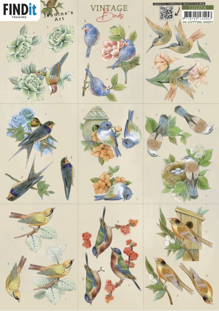 3D Cutting Sheet - Jeanine's Art - Vintage Birds - Mini
