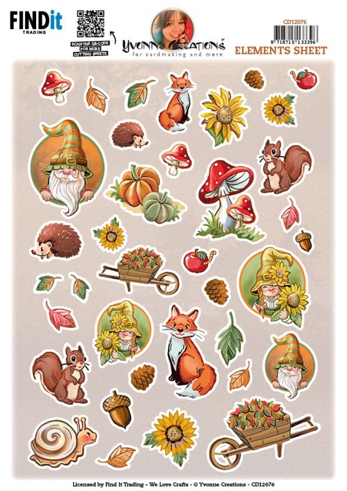 Cutting Sheet - Yvonne Creations - Small Elements Gnomes
