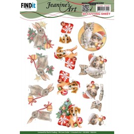 3D Cutting Sheet - Jeanine's Art - Cute Christmas Pets (GRATIS BIJ HJ 223)