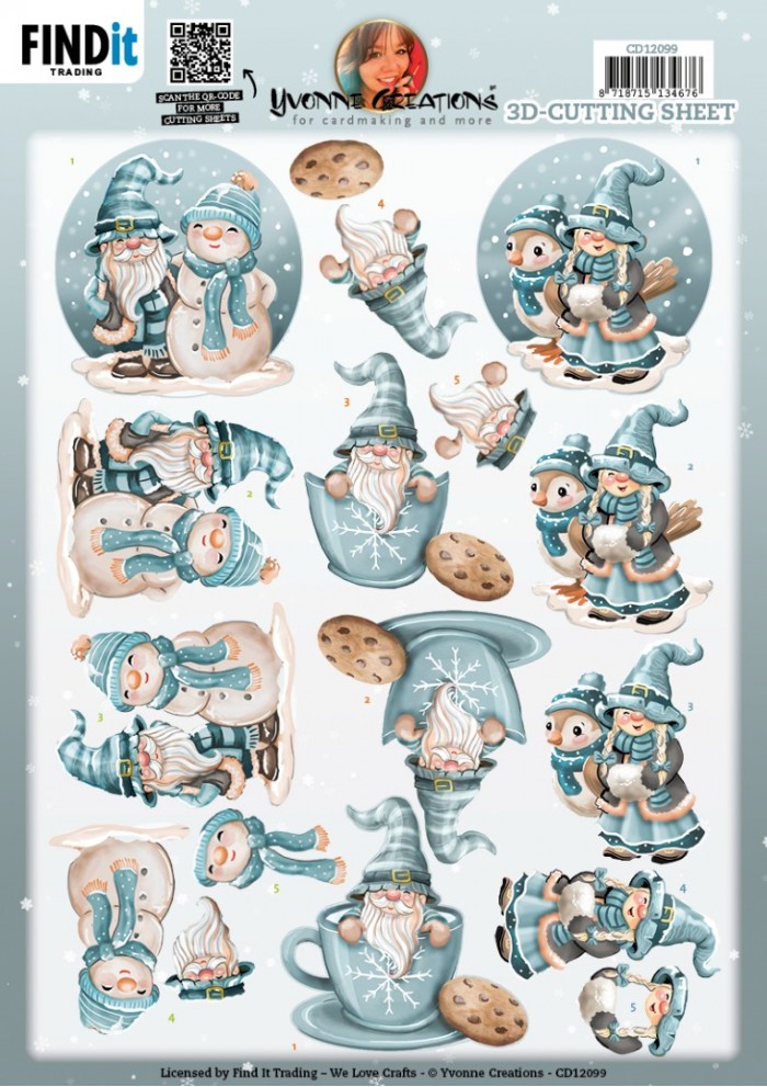 3D Cutting Sheet - Yvonne Creations - Winter Gnomes Cookie