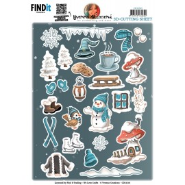 Cutting Sheet - Yvonne Creations - Small Elements Winter Gnomes