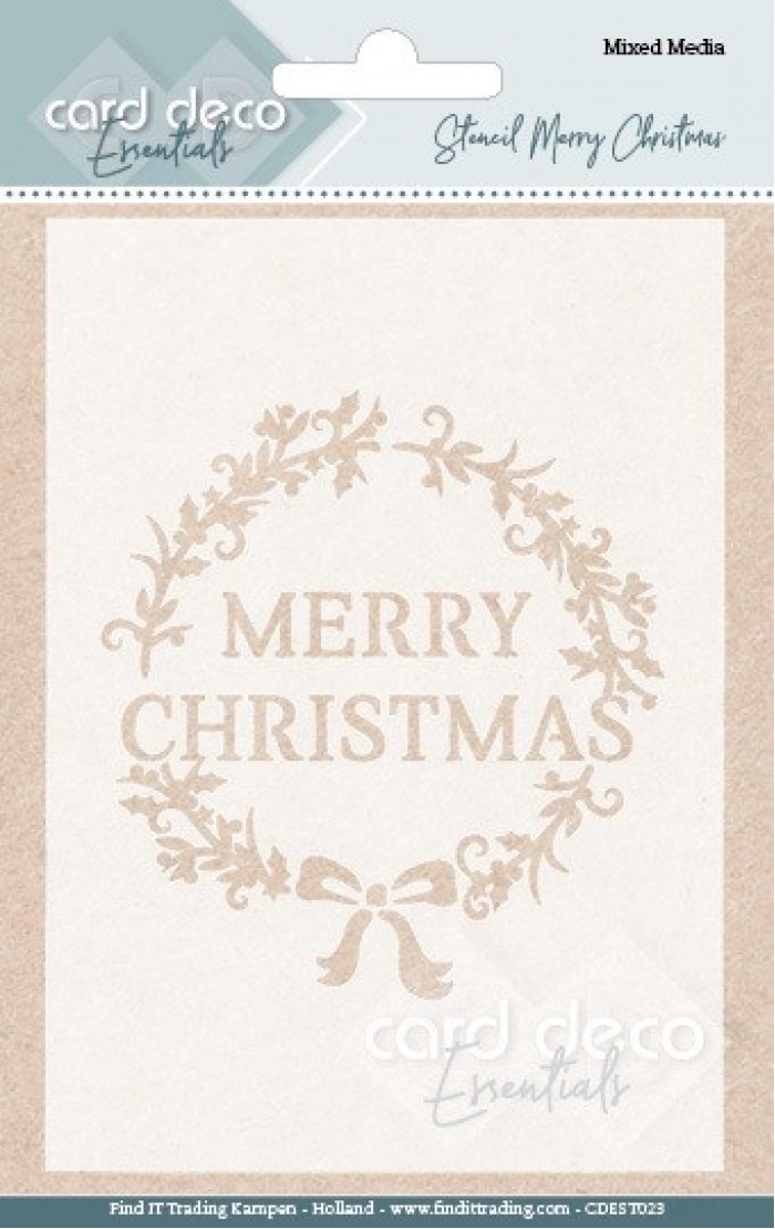 Card Deco Essentials - Mixed Media Stencil - Merry Christmas