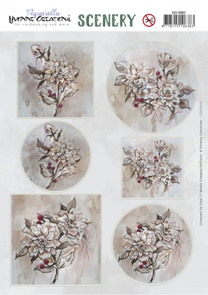 Push Out Scenery - Yvonne Creations - Aquarella - Vintage Flowers