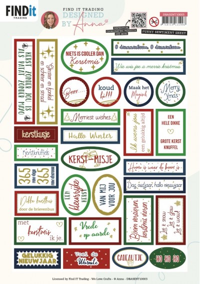 Designed by Anna - Sentiment Sheet - Happy Christmas