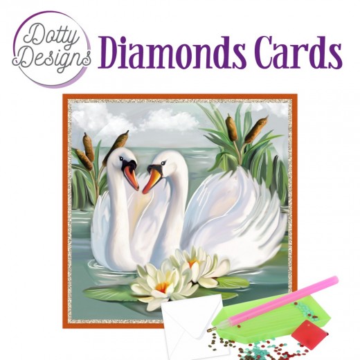 Dotty Designs Diamond Cards - White Swans 