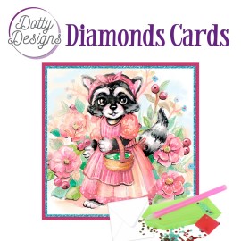 Dotty Designs Diamond Cards - Raccoon in dress