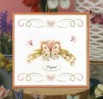 3D Push Out - Precious Marieke - Beautiful Butterfly - Pink