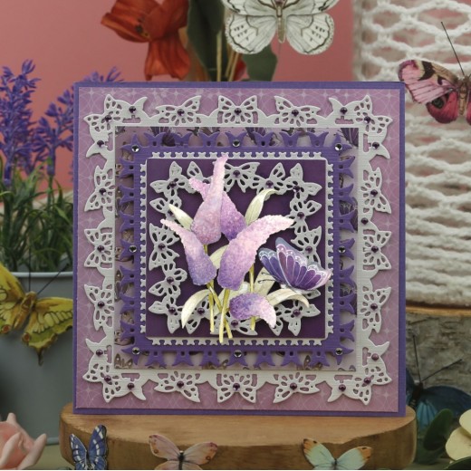 3D Push Out - Precious Marieke - Beautiful Butterfly - Purple 
