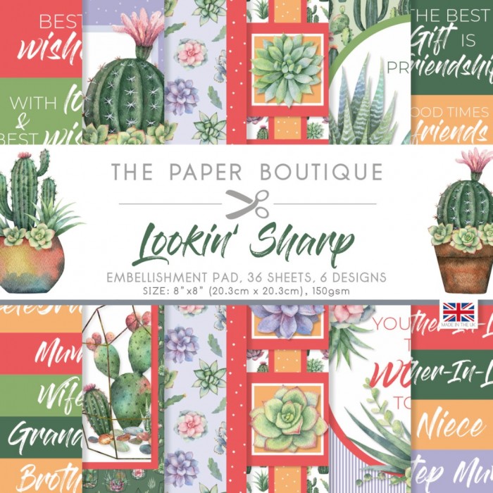 The Paper Boutique Lookin Sharp 8x8 Embellishments Pad