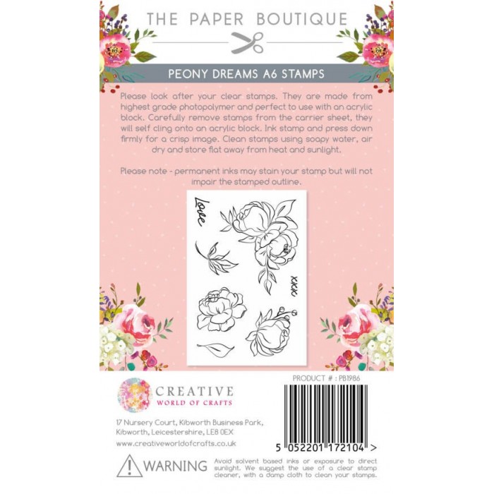 The Paper Boutique Peony Dreams A6 Stamp Set 