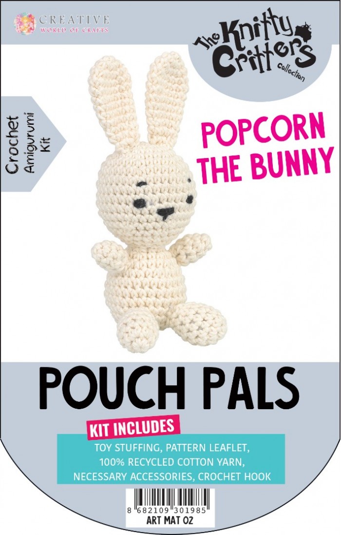 Knitty Critters Pouch Pals - Popcorn The Bunny