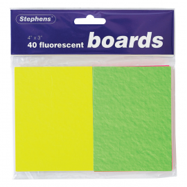 Stephens Card Fluorescent Assorted Board 4 x 3inch 220gsm 40 Sheets