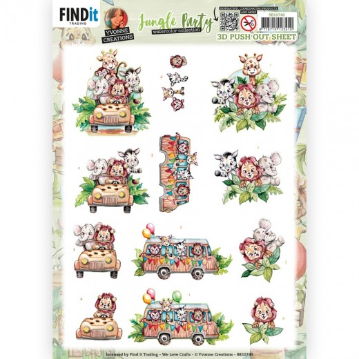 3D Push Out - Yvonne Creations - Jungle Party - Jeep 
