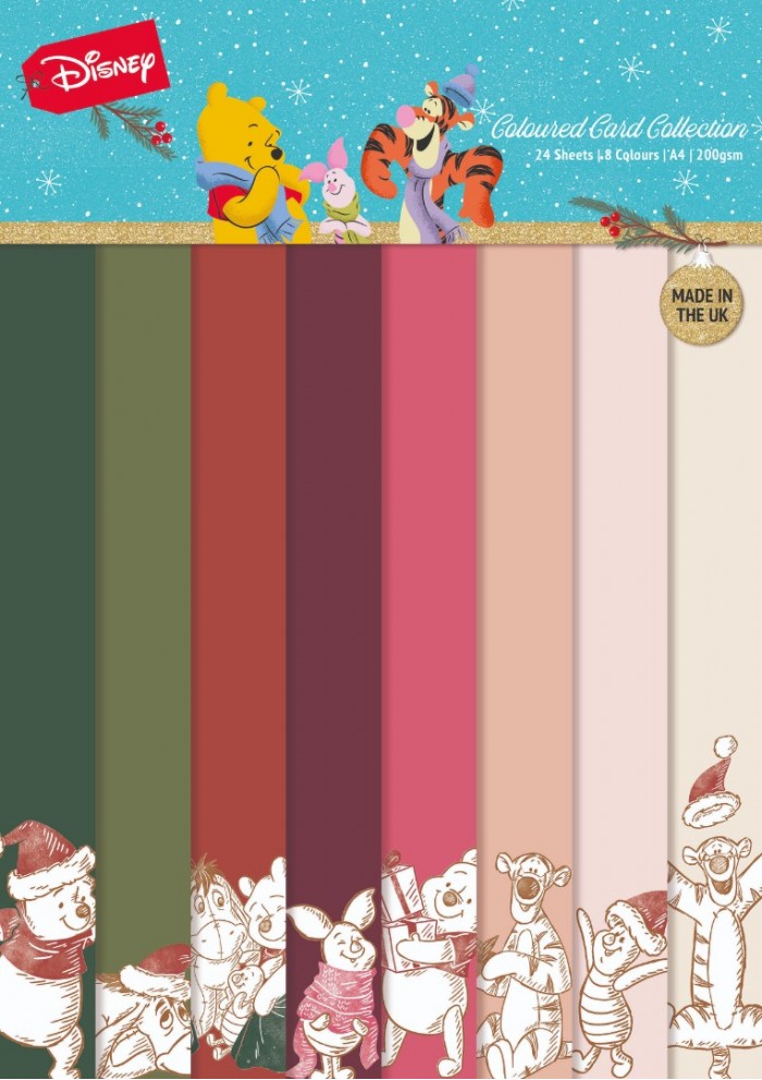 Winnie The Pooh - Christmas Coloured Card A4 Pack