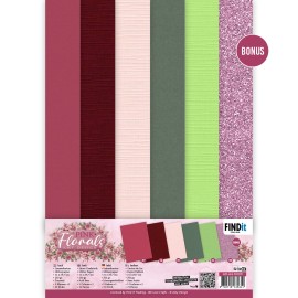 Linen Cardstock Pack - Amy Design - Pink Florals - A4