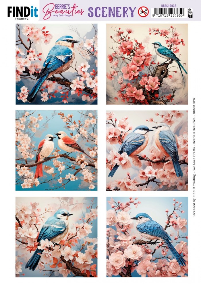 Scenery Push out - Berries Beauties - Blue Bird - Square