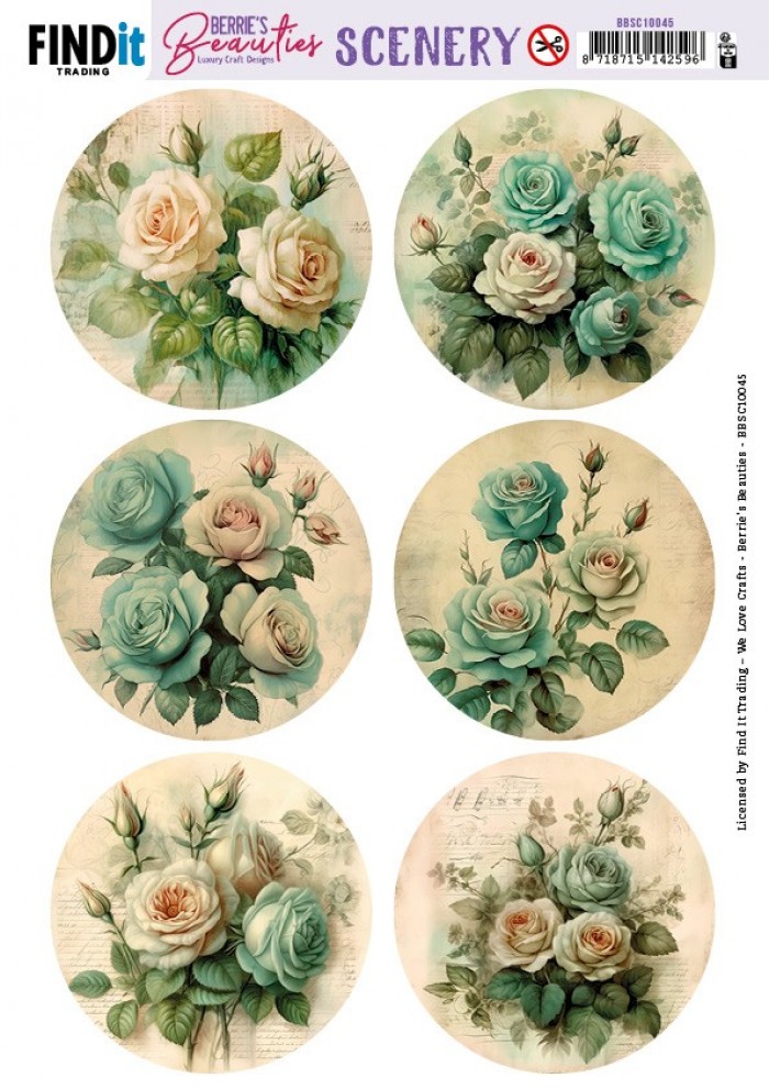 Push-Out Scenery - Berries Beauties - Blue Roses - Round