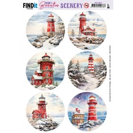 Push-Out Scenery - Berries Beauties - Snowy Lighthouse - Round