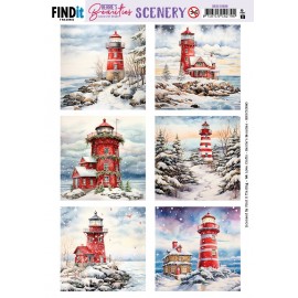 Push-Out Scenery - Berries Beauties - Snowy Lighthouse - Square