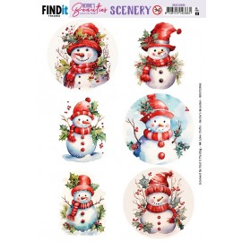 Scenery Push out - Berries Beauties - Snowmen - Round