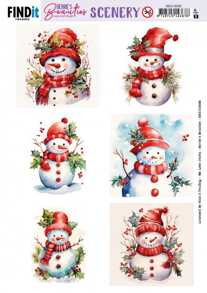 Scenery Push out - Berries Beauties - Snowmen - Square