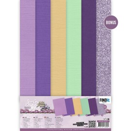 Linen Cardstock Pack - Berries Beauties - Lovely Lilacs - A4