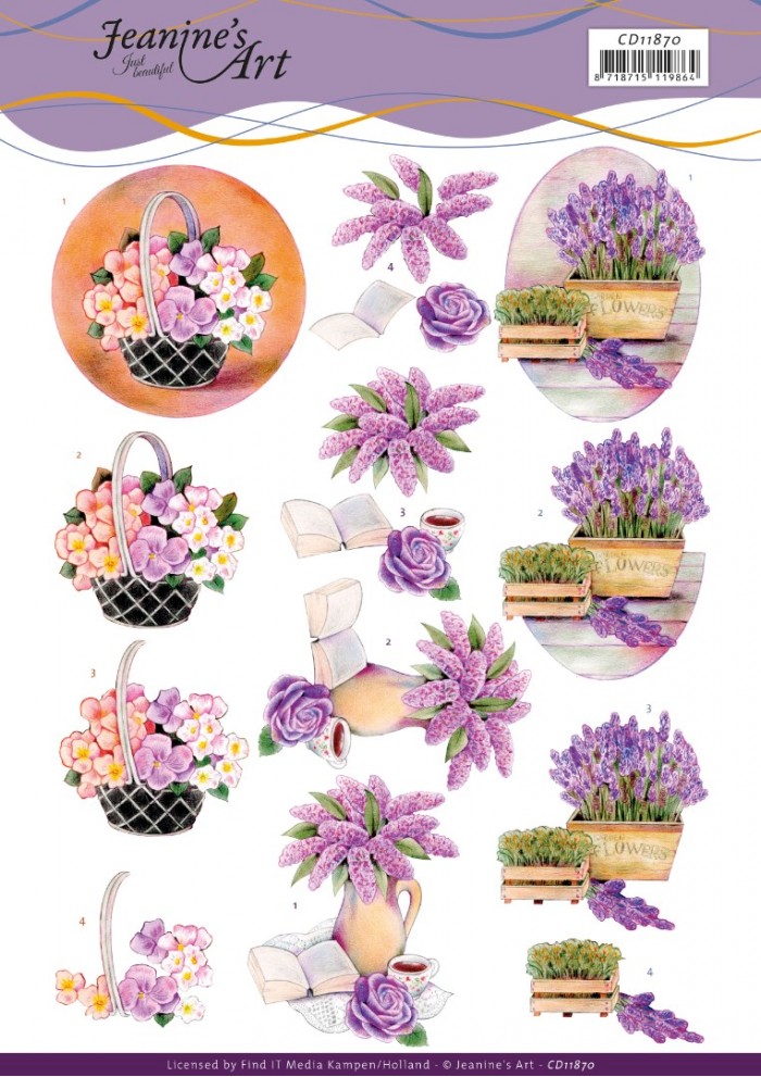 3D Cutting Sheet - Jeanine's Art - Purple Flowers