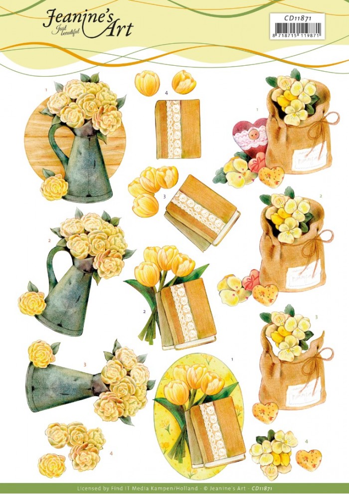 3D Cutting Sheet - Jeanine's Art - Yellow Flowers