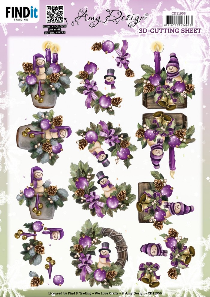 3D Cutting Sheet - Amy Design - Purple Christmas