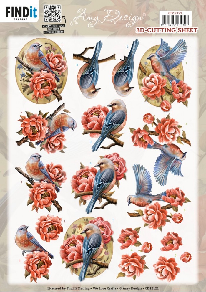 3D Cutting Sheet - Amy Design - Colorful Birds
