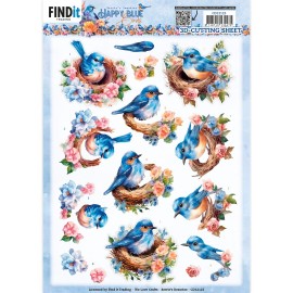 3D Cutting Sheets - Berries Beauties - Happy Blue Birds - Bird's Nest