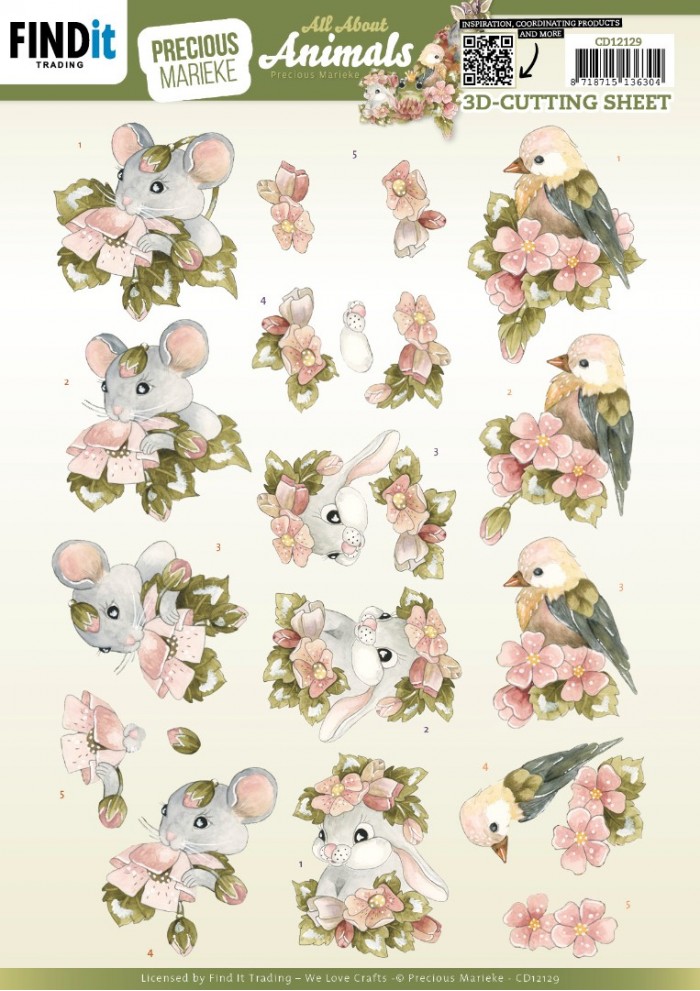 3D Cutting Sheets - Precious Marieke - All About Animals - All About Pink