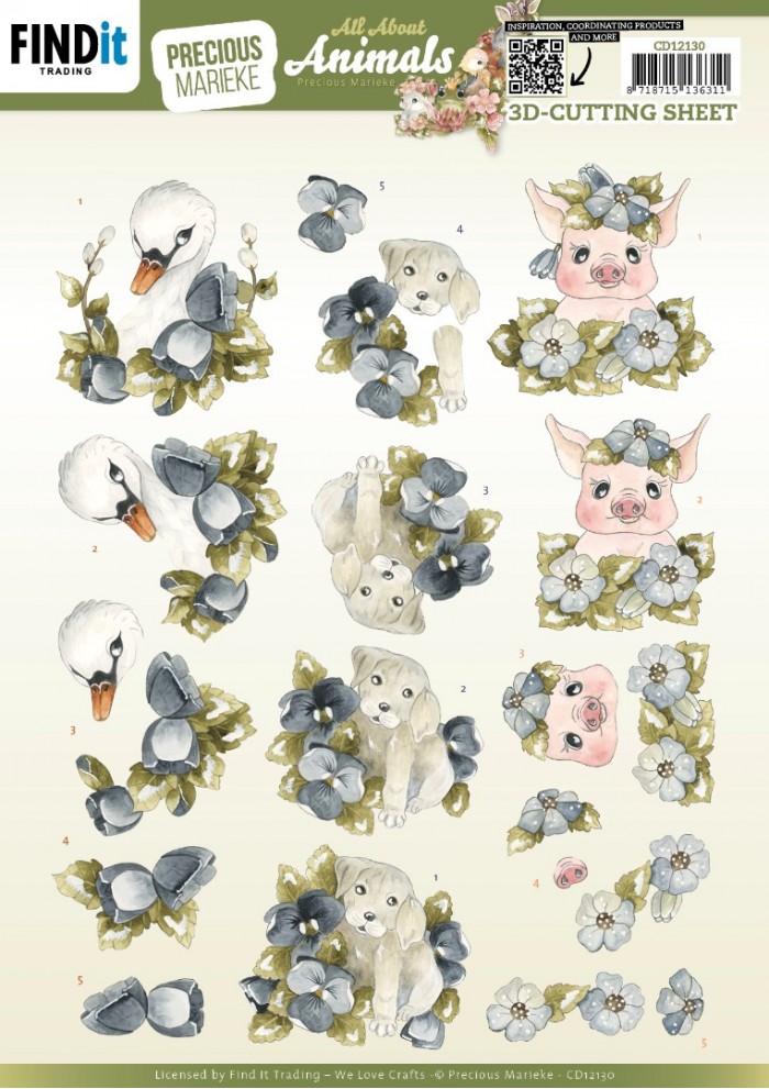 3D Cutting Sheets - Precious Marieke - All About Animals - All About Blue