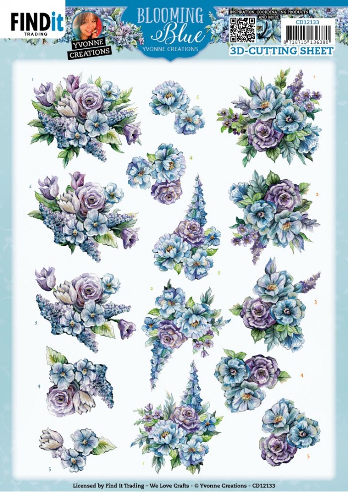 3D Cutting Sheets - Yvonne Creations - Blooming Blue - Larkspur