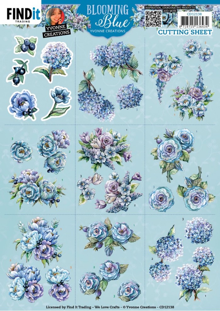 Cutting Sheets - Yvonne Creations - Blooming Blue - Mini