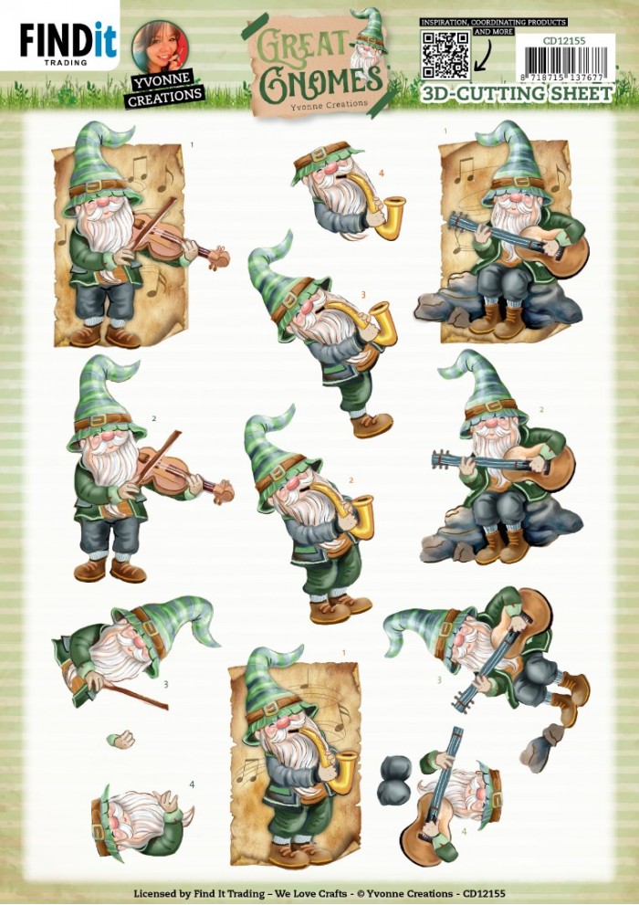 3D Cutting Sheets - Yvonne Creations - Great Gnomes - Music Gnomes