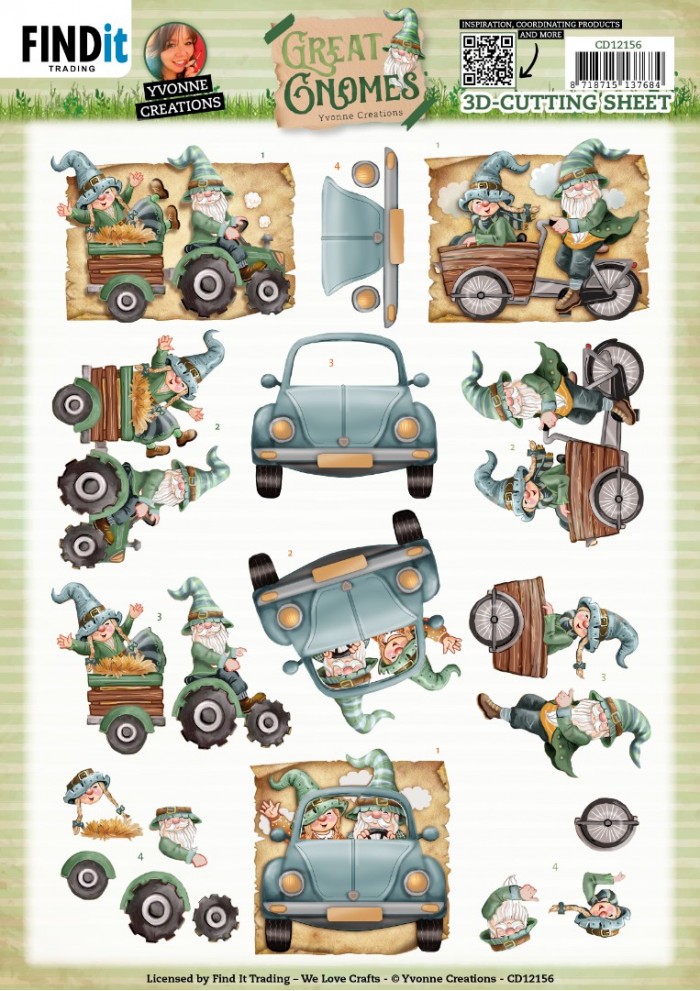 3D Cutting Sheets - Yvonne Creations - Great Gnomes - Driving Gnomes