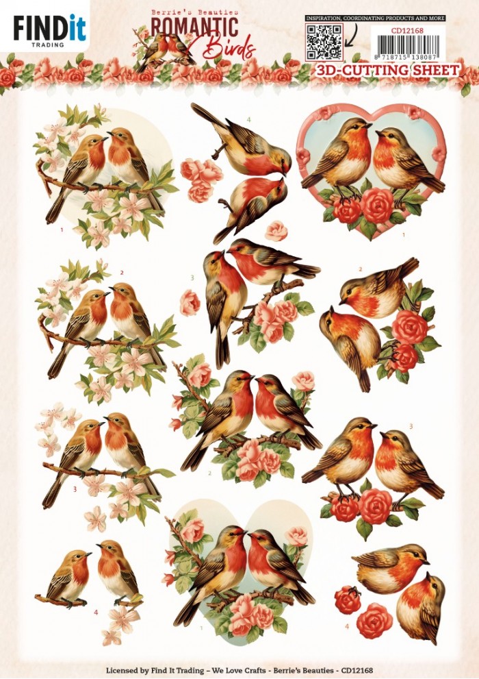 3D Cutting Sheets - Berries Beauties - Romantic Birds - Romantic Robin