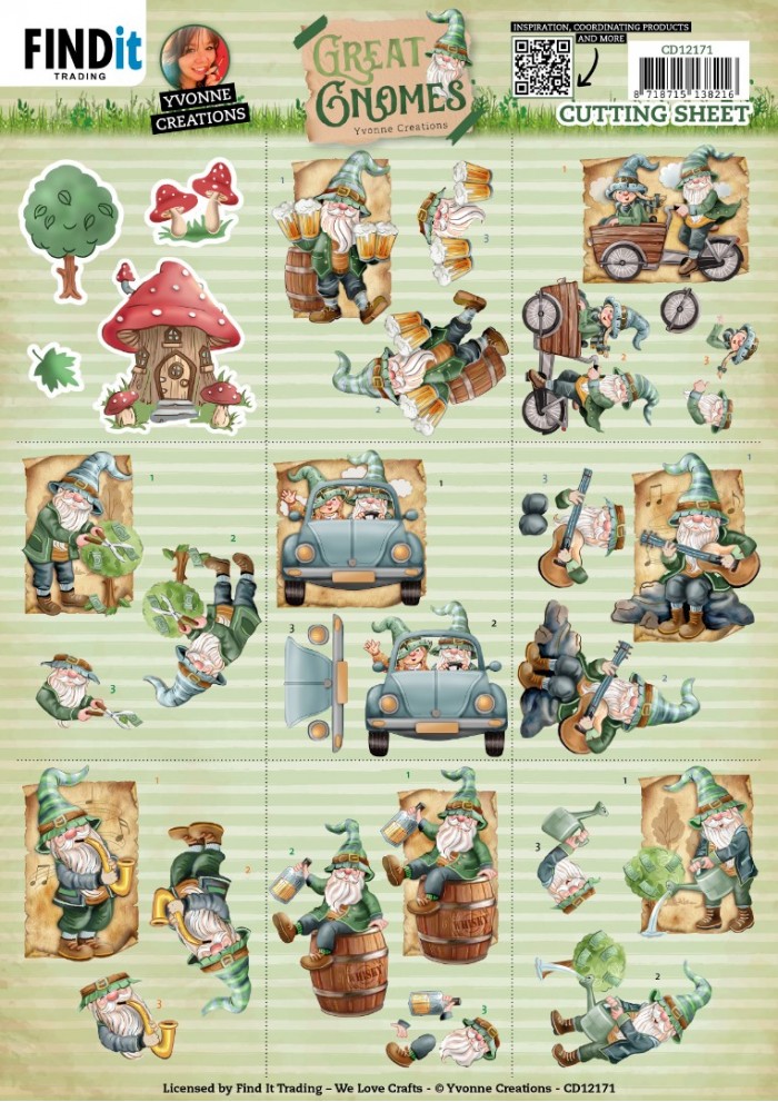 Cutting Sheets - Yvonne Creations - Great Gnomes - Mini