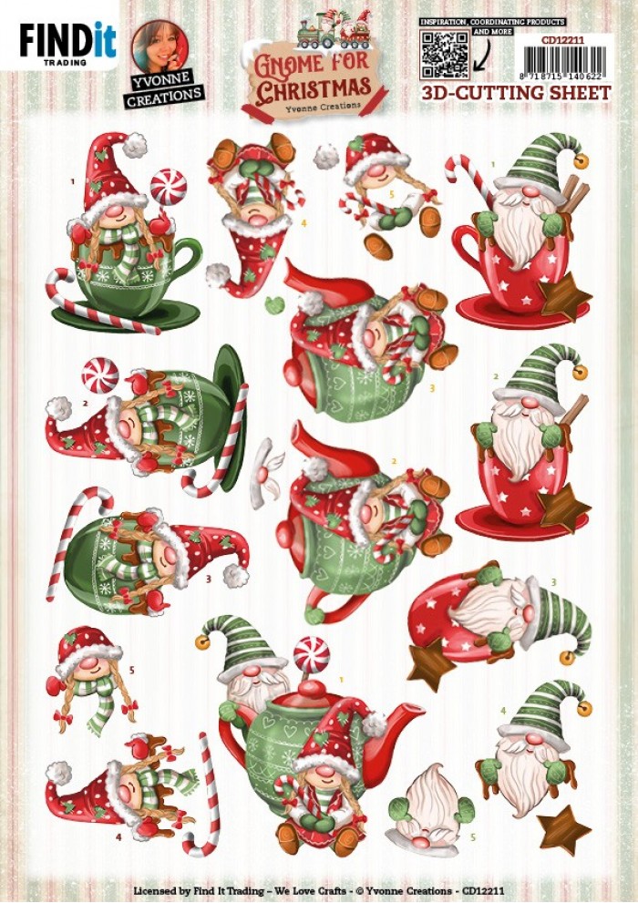 3D Cutting Sheets - Yvonne Creations - Gnome for Christmas - Gnome Tea