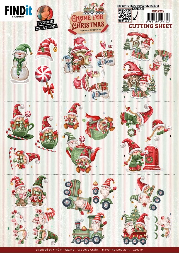 Cutting Sheets - Yvonne Creations - Gnome for Christmas - Mini