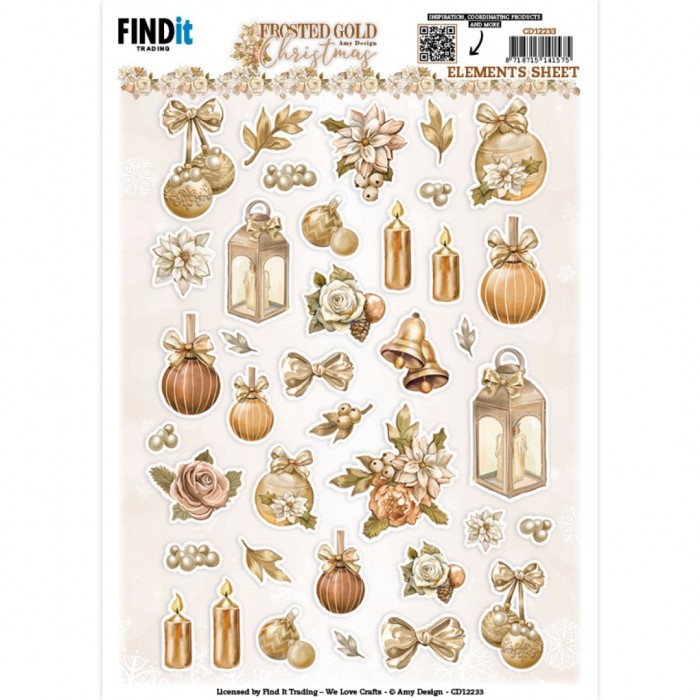 Cutting Sheets - Amy Design - Frosted Gold Christmas - Small Elements