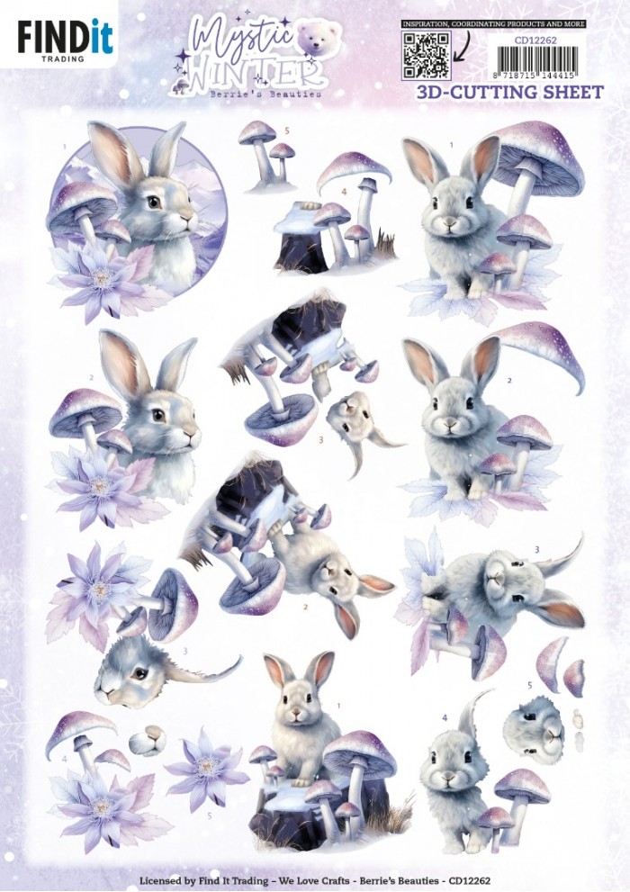 3D Cutting Sheets - Berries Beauties - Mystic Winter - Mystic Rabbits