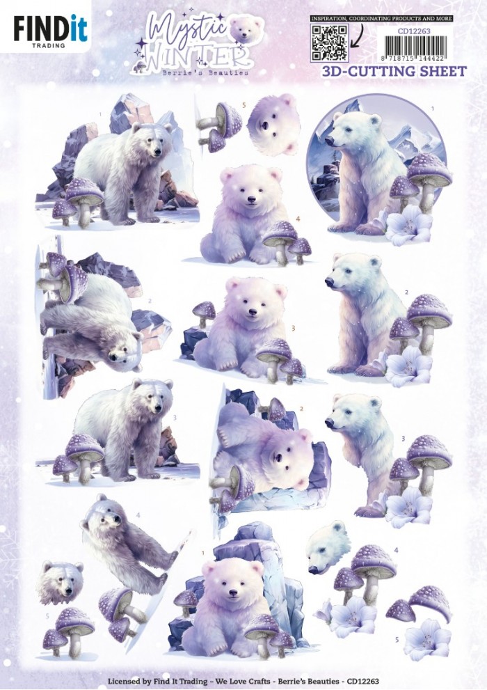 3D Cutting Sheets - Berries Beauties - Mystic Winter - Mystic Polar Bears