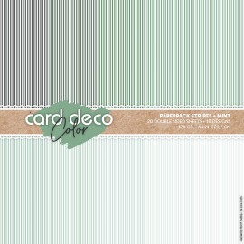 Card Deco Color Paperpack – Strepen – Mint - A4