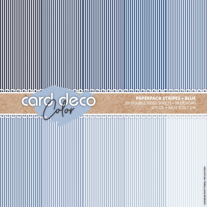 Card Deco Color Paperpack - Stripes - Blue - A4