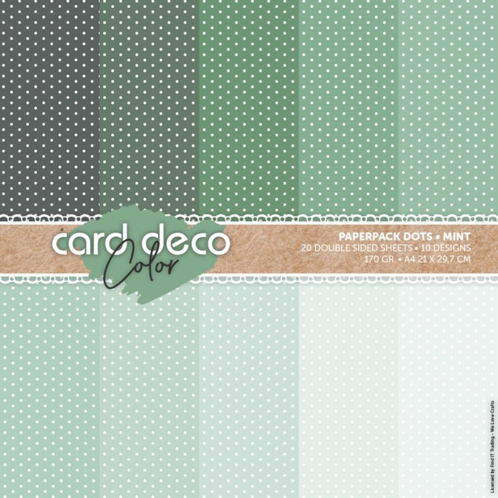 Card Deco Color Paperpack – Gestippeld – Mint - A4