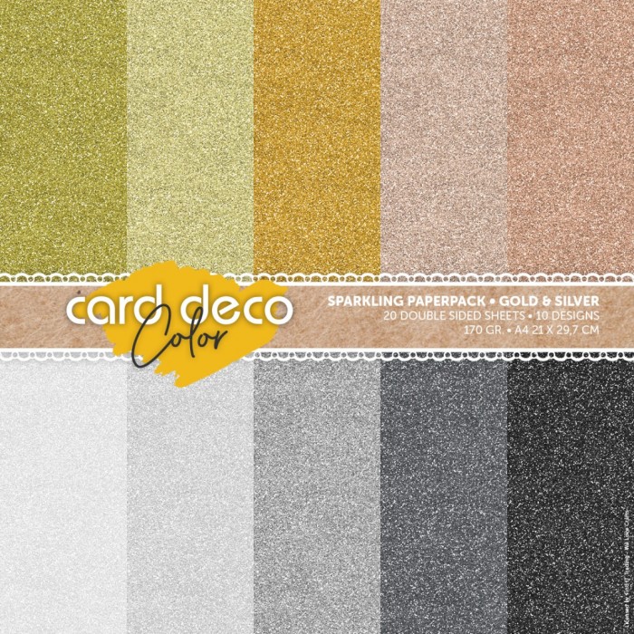 Card Deco Color - Sparkles Paperpack – Gold and Silver